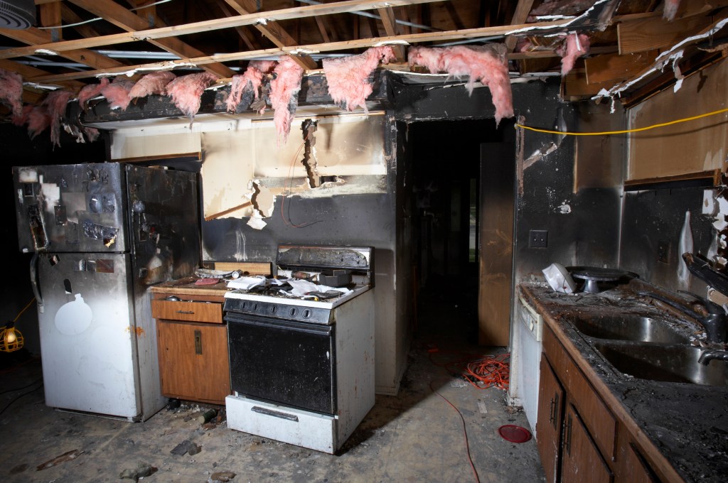 ktichen destroyed by fire.